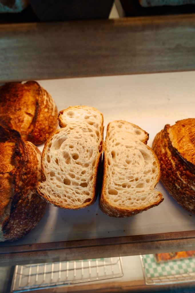 Open-crumb sourdough slices and loaves at Penelope Bakehouse Scarborough