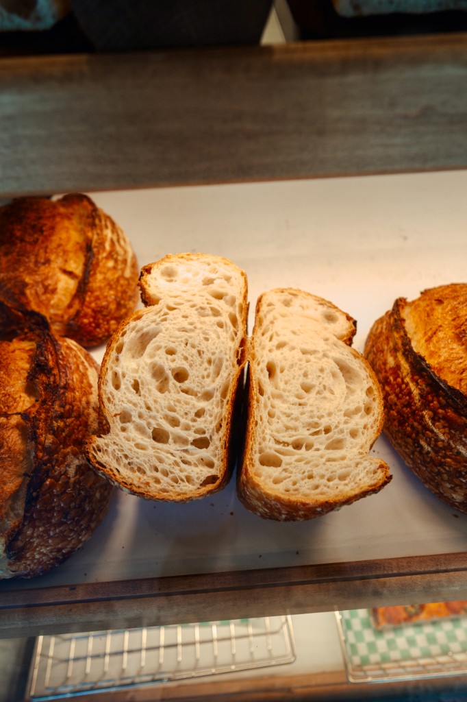 Open-crumb sourdough slices and loaves at Penelope Bakehouse Scarborough